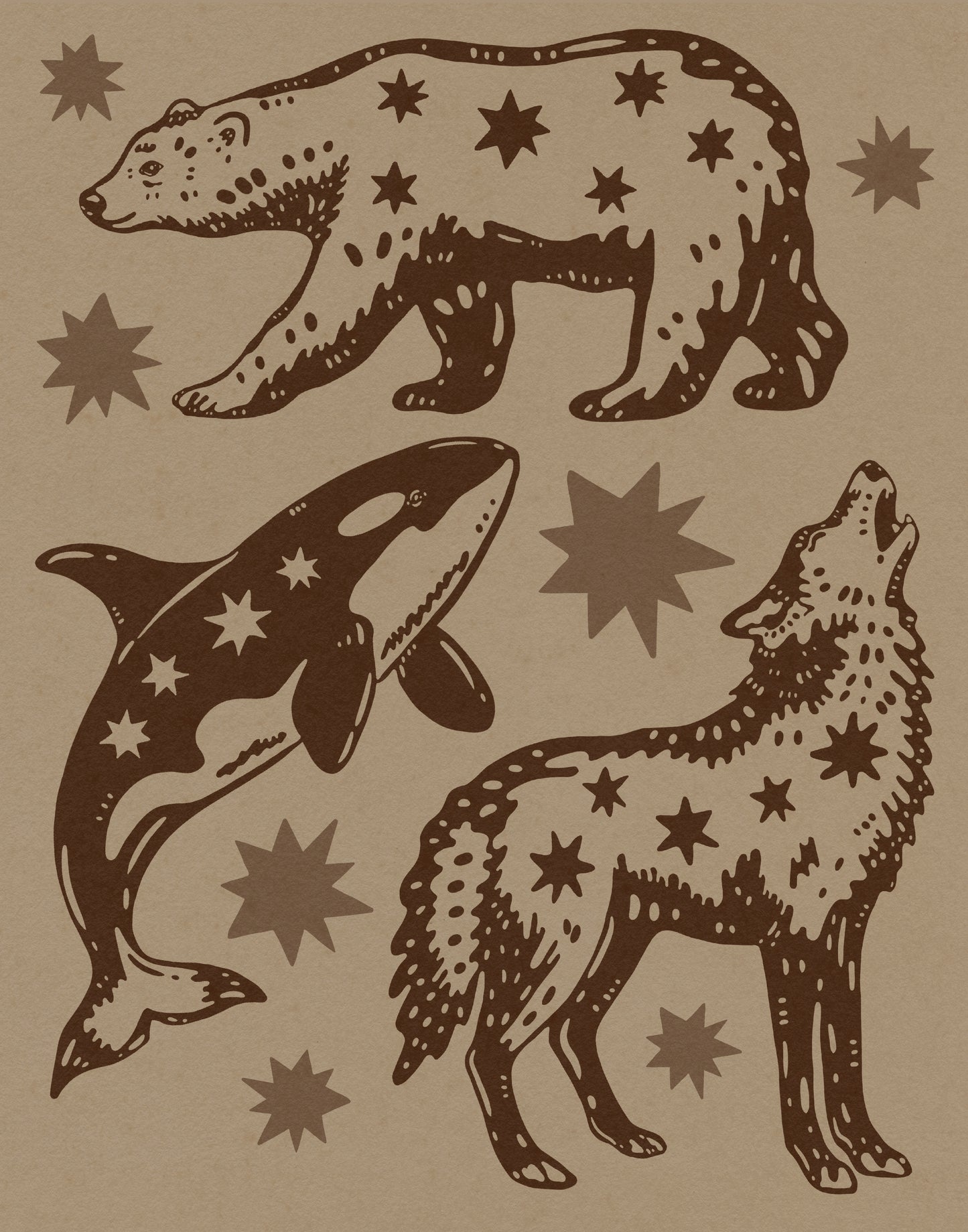 8x10 Critter Constellations Print 