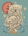 Illustration of a bear with a moon and stars in the background